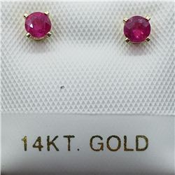 26) 14K YELLOW GOLD BURMESE RUBY EARRINGS