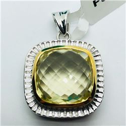 27) LEMON TOPAZ BRASS PENDANT