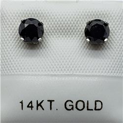 29) 14K WHITE GOLD BLACK DIAMOND EARRINGS