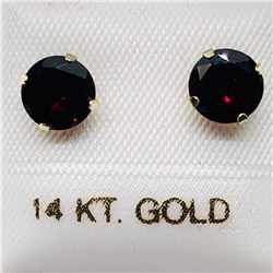 33) 14K YELLOW GOLD GARNET EARRINGS
