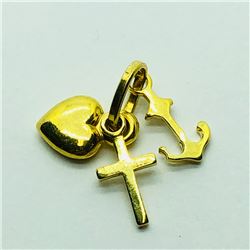 55) 10K GOLD HEART LOVE ANCHOR CROSS PENDANT