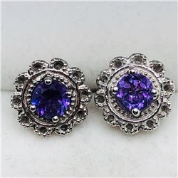 56) STERLING SILVER 2 IN 1 AMETHYST EARRINGS
