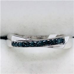 58) STERLING SILVER BLUE DIAMOND RING