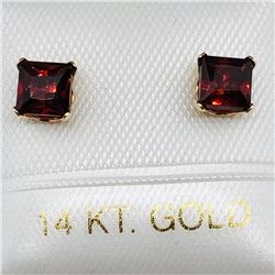 60) 14K YELLOW GOLD GARNET EARRINGS
