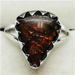 63) STERLING SILVER AMMOLITE RING