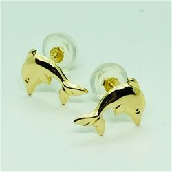 64) 14K YELLOW GOLD DOLPHIN SHAPED EARRINGS