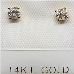 66) 14K YELLOW GOLD DIAMOND EARRINGS