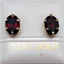 76) 10K YELLOW GOLD GARNET EARRINGS