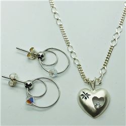 80) ST. SILVER EARRINGS & PENDANT NECKLACE SET
