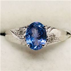 82) 10K WHITE GOLD TANZANITE & DIAMOND RING