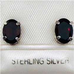 85) STERLING SILVER GARNET EARRINGS