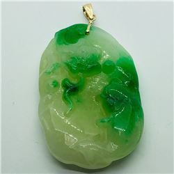 89) 14K YELLOW GOLD JADEITE PENDANT