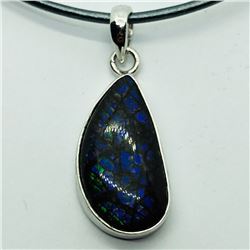 96) ST. SILVER AMMOLITE PENDANT W/FASHION CORD