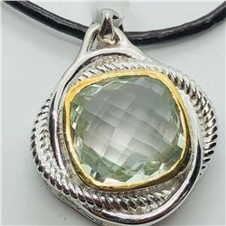 98) BRASS GREEN AMETHYST PENDANT