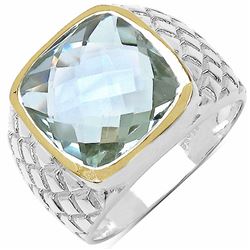 110) RHODIUM PLATED GREEN AMETHYST RING