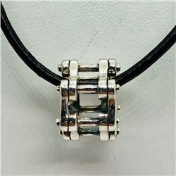 113) STERLING SILVER BEAD WITH CORD NECKLACE