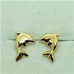 116) 14KYELLOW GOLD DOLPHIN SCREWBACK EARRINGS