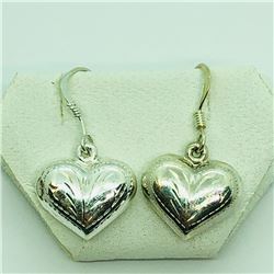 138) STERLING SILVER HEART SHAPED EARRINGS