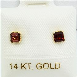 148) 14K YELLOW GOLD GARNET EARRINGS
