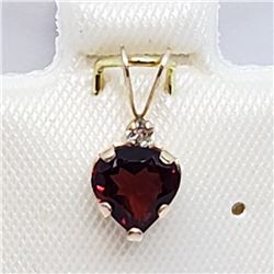 151) 10K YELLOW GOLD GARNET & WHITE TOPAZ PENDANT