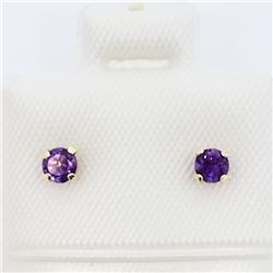 167) 14K YELLOW GOLD AMETHYST SCREWBACK EARRINGS