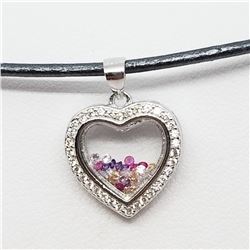 172) STERLING SILVER PENDANT WITH CORD NECKLACE