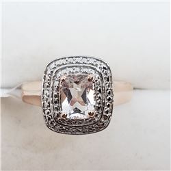 195) ROSE GOLD PLATED ST. SILVER MORGANITE RING