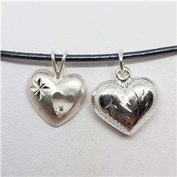 199) STERLING SILVER 2 HEART PENDANT NECKLACE