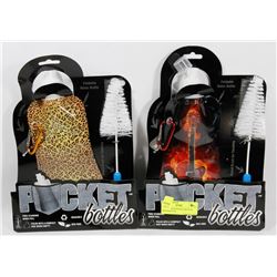 LOT OF 2 NEW POCKET BOTTLES, REUSABLE 1/2L