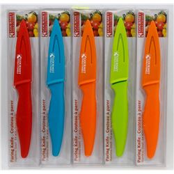 LOT OF 5 NEW STAINLESS STEEL PARING KNIVES