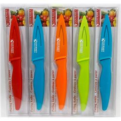 LOT OF 5 NEW STAINLESS STEEL PARING KNIVES