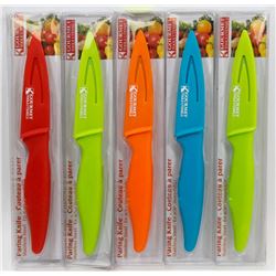 LOT OF 5 NEW STAINLESS STEEL PARING KNIVES