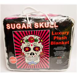 NEW! "SUGAR SKULL" LUXURY PLUSH BLANKET (QUEEN)