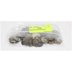 BAG OF 65 VINTAGE COINS.