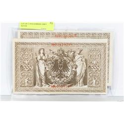 LOT OF TWO 1910 GERMAN 1000 MARK NOTES