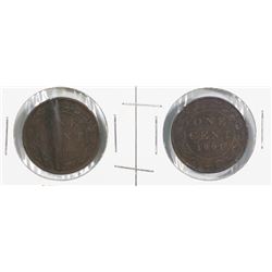 LOT OF 2 LARGE PENNIES, 1900, 1901