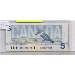 1986 CANADA $5 BILL, KINGFISHER