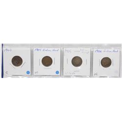 LOT OF 4 USA INDIAN HEAD PENNIES, 1903, 1904, 1905