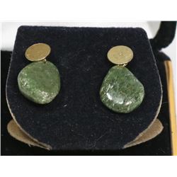 PAIR OF JADE EARRINGS.