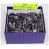 BOX OF POLISHED AMETHYST STONES.
