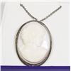 VINTAGE SILVER NECKLACE WITH CAMEO PENDANT.
