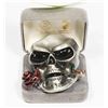 ENAMEL SKULL BELT BUCKLE.