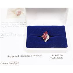 10KT YELLOW & WHITE GOLD RUBY & DIAMOND RING