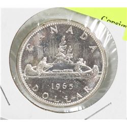 1965 CANADIAN SILVER DOLLAR COIN.