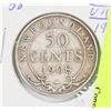 Image 1 : 1908 NEWFOUNDLAND EDWARD VII SILVER 50 CENT COIN.