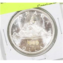 1966 CANADIAN SILVER DOLLAR COIN.