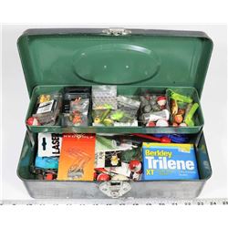VINTAGE UNION UTILITY METAL TACKLE BOX FILLED W/