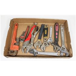 FLAT OF ADJUSTABLE WRENCHES INCLUDES RIDGID,