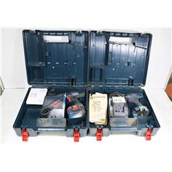 2 BOSCH CORDLESS DRILLS WITH CHARGERS AND ONE