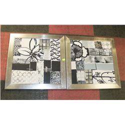 SET OF 2 SHOWHOME SILVER FRAMED PICTURES